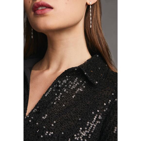 Sunday in Brooklyn Black Sequin Button-down | New Size Small - Picture 3 of 7
